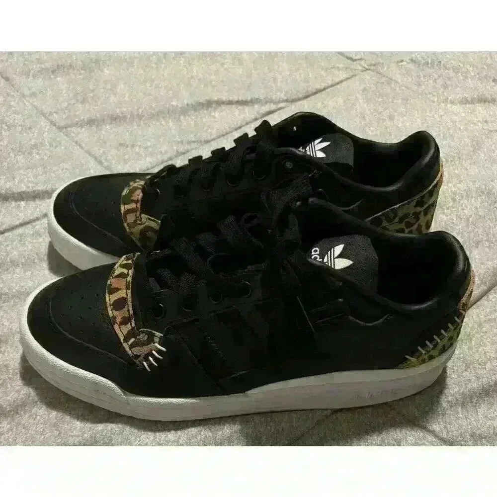 Adidas Forum Low Black Leopard Print Sneakers GZ0803 Womens 5.5 Mens 5‎